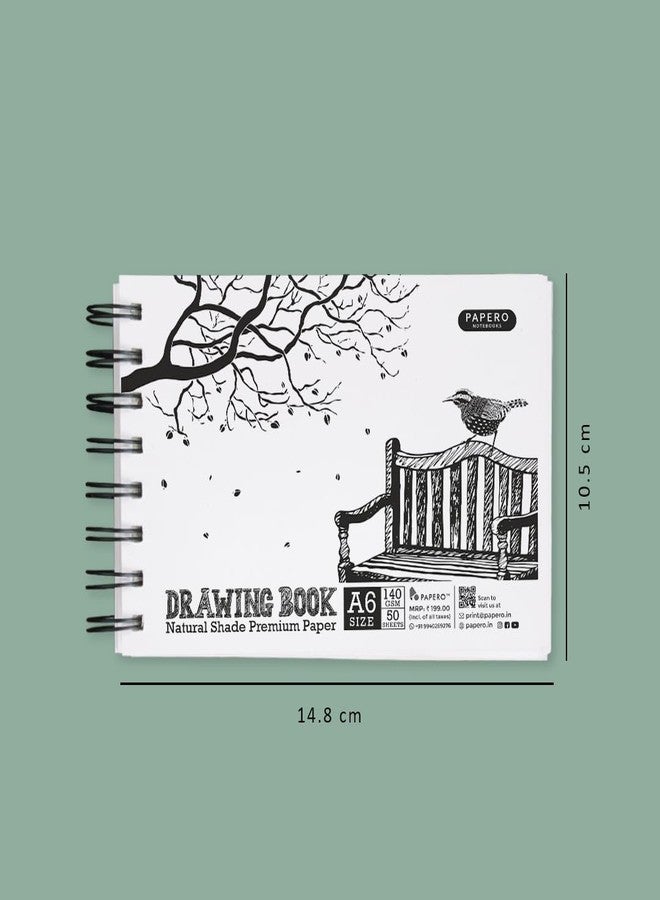 PaperO A6 Sketch/Drawing Book - 140 GSM, 100 Pages/50 Sheets, Metal Wire-O Bound - Perfect for Professional Artists, Architects, Kids, and Adults (10.5 x 14.8 cm) (Pack of 2) (Collection 1) - Image 3
