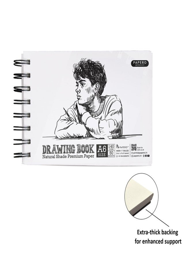 PaperO A6 Sketch/Drawing Book - 140 GSM, 100 Pages/50 Sheets, Metal Wire-O Bound - Perfect for Professional Artists, Architects, Kids, and Adults (10.5 x 14.8 cm) (Pack of 2) (Collection 1) - Image 5
