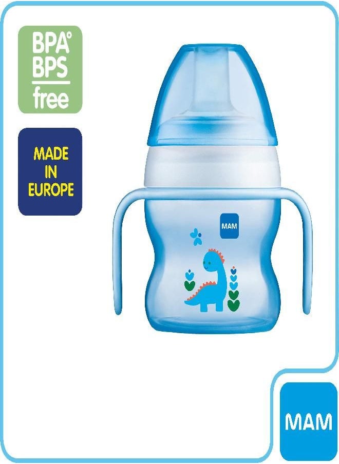 MAM - MAM Starter Cup (1 Count), MAM Sippy Cup, Drinking Cup with Extra-Soft Spill-Free Spout and Non-Slip Handles, for Boys 4+ Months, Five Ounces, Blue - Image 1