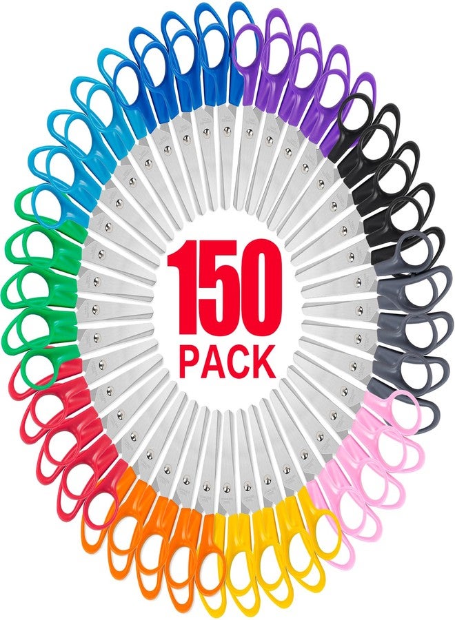TooyBing 150 Pack Kids Scissors, 5 Inch Blunt Tip Scissors Bulk for School for Child Student Teacher, Kids Safety for Preschool Classroom Office Home, School Supplies Craft Cutting Paper - Image 1