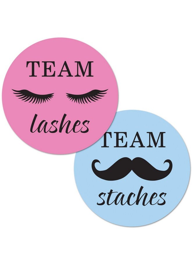 InvitationHouse - Team Lashes Team Staches Stickers Gender Reveal Stickers 40 Cnt (20 Of Each Design) - Image 1