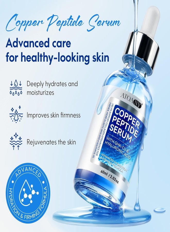 ATOANY Copper Peptides Serum for Face with GHK-Cu Peptide & Hyaluronic Acid - Anti-Aging Facial Serum for Sensitive Skin & Mature Skin - Hydrates and Moisturizes, Firms Skin, Reduces Fine Lines - 2.02 Fl Oz - Image 2