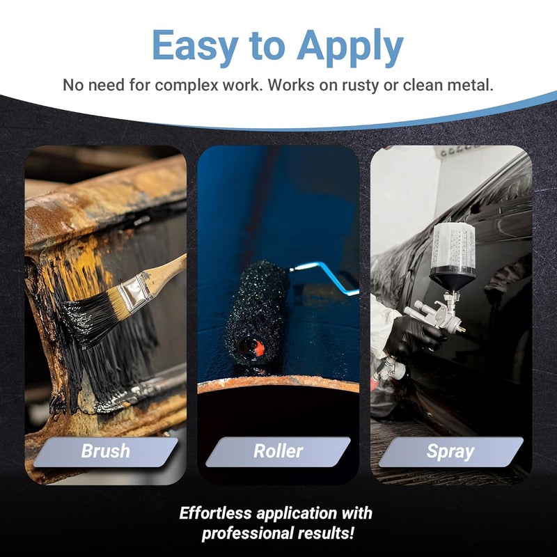 RUST BULLET BlackShell - Gloss Black - 1 Quart - Corrosion Preventive Coating, UV Resistant Rust Proofing Paint, Long-Lasting Metal Protection - Image 4