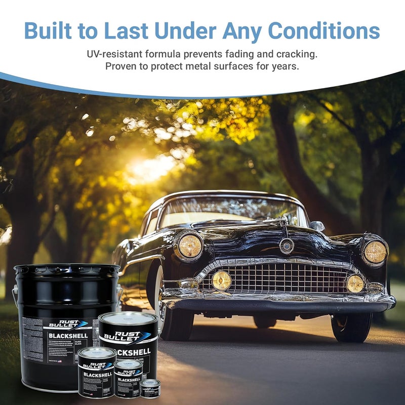 RUST BULLET BlackShell - Gloss Black - 1 Quart - Corrosion Preventive Coating, UV Resistant Rust Proofing Paint, Long-Lasting Metal Protection - Image 3
