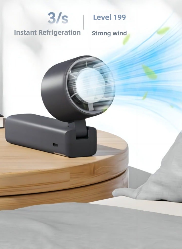 ZTEK Portable Rechargeable Handheld Fan - 199-Speed Adjustable Mini USB Fan, 4000mAh Fast Charging Cooling Fan with Turbo Boost, Type-C Charging for Travel, Office, Outdoor, Home & Desk (White) - Image 4