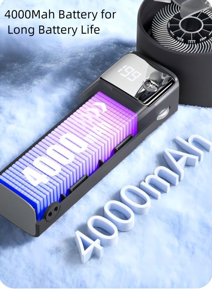 ZTEK Portable Rechargeable Handheld Fan - 199-Speed Adjustable Mini USB Fan, 4000mAh Fast Charging Cooling Fan with Turbo Boost, Type-C Charging for Travel, Office, Outdoor, Home & Desk (White) - Image 3