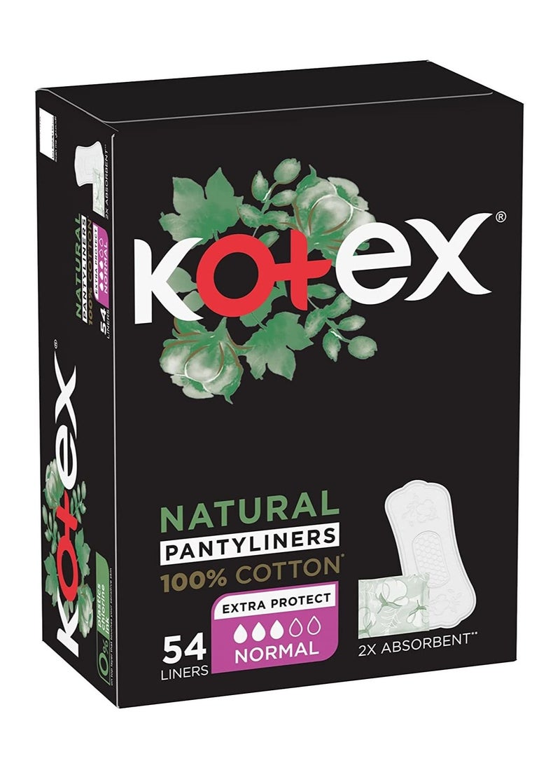 Kotex - Natural Pantyliners Normal 54 Panty Liners - Image 1