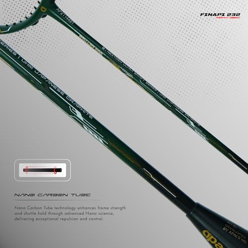 Apacs Finapi 232 Next Gen (40LBS, Unstrung) | Ultra Slim Shaft | 4U All Rounder | Made with 100% UHM Japanese Graphite | Special Edition Badminton Racket with Cover (Green) - Image 2