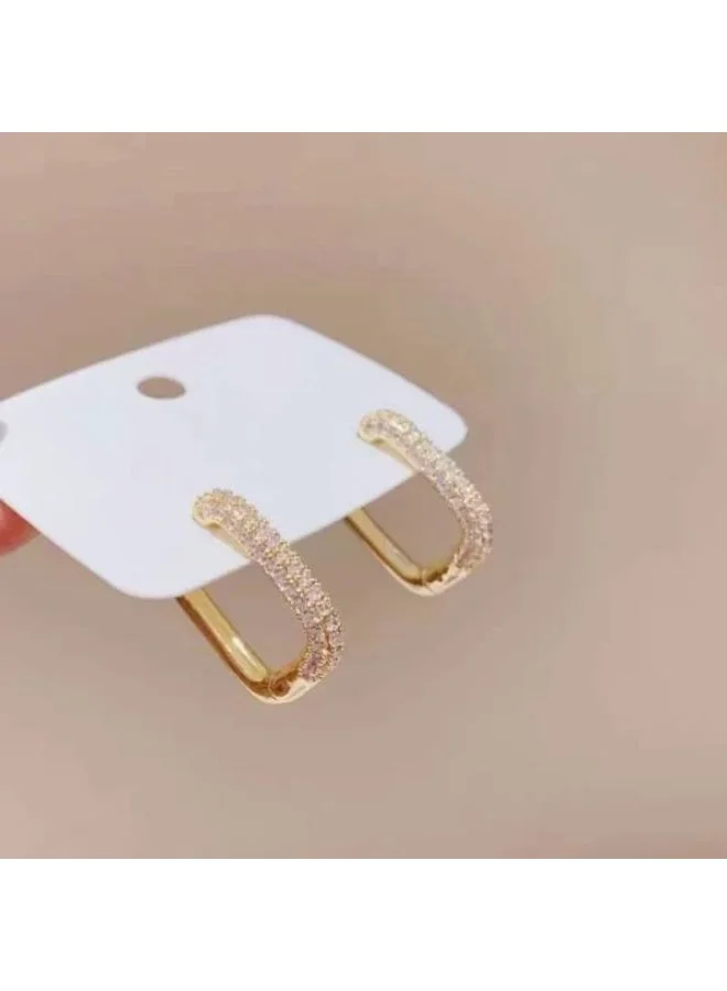 Classic Stone Loop Earrings – Timeless Hoops with Elegant Stone Detail