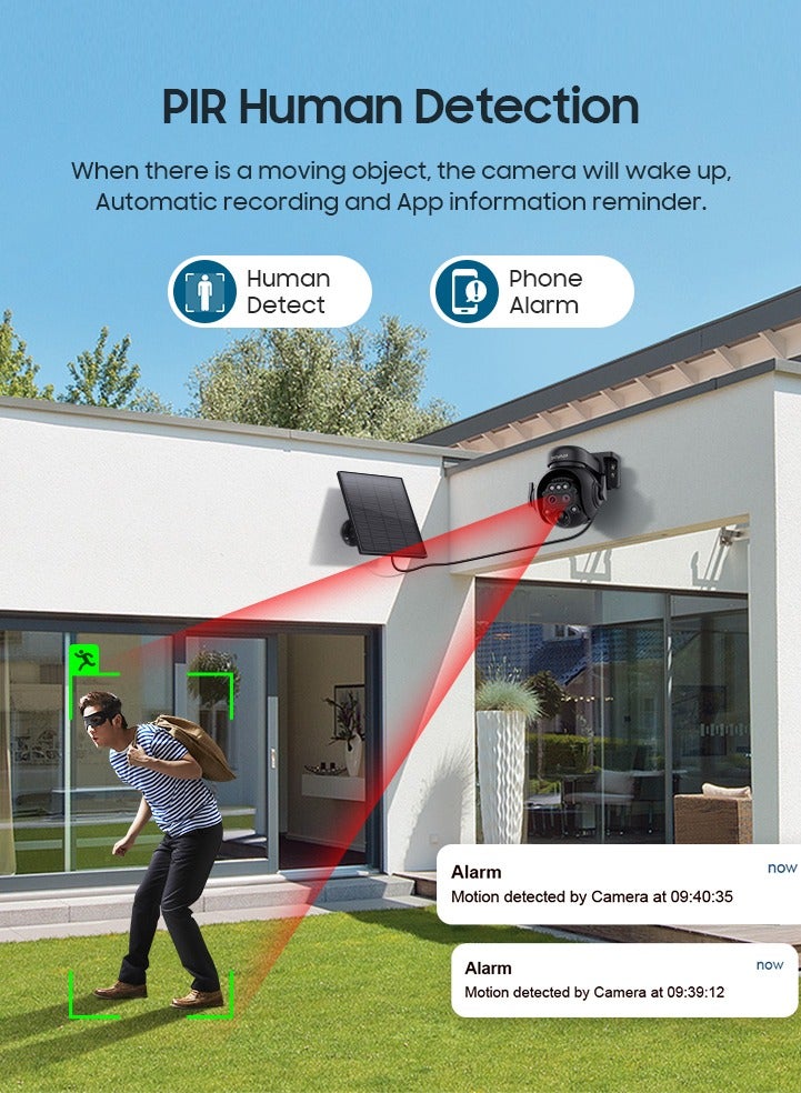 Generic SHIWOJIA 12X Zoom 4GSolar Security Camera 8MP Night Vision Dual-Lens Outdoor Video 5W Solar Battery Camera PIR Human Detection  - Image 4