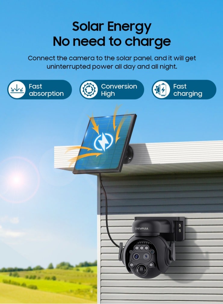 Generic SHIWOJIA 12X Zoom 4GSolar Security Camera 8MP Night Vision Dual-Lens Outdoor Video 5W Solar Battery Camera PIR Human Detection  - Image 3