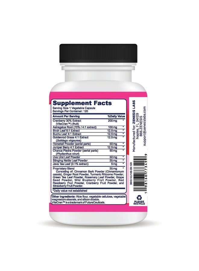 زينيسيس لابس Zenesis Labs Kidney Cleanse Detox Flush & Repair Urinary Tract Support, Natural Cranberry Extract مزيج المكملات العشبية (120 كبسولة/زجاجة) إمداد لمدة 60 يومًا - Image 4