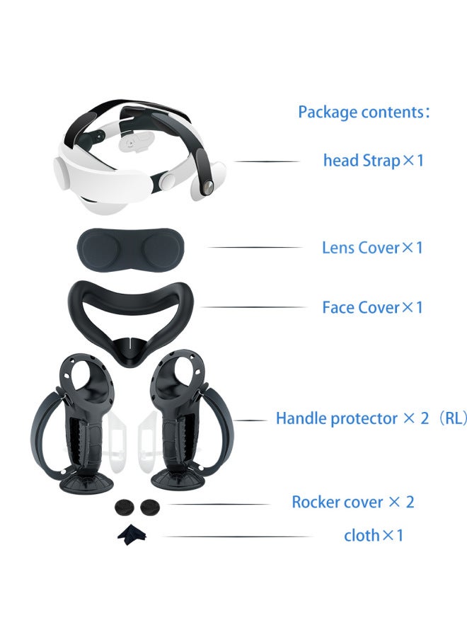غطاء رأس قابل للتعديل متعدد الإمكانات من Meta Quest3s، بدون ضغط على الوجه، بدون ملحقات مشحونة، بدلة الواقع الافتراضي