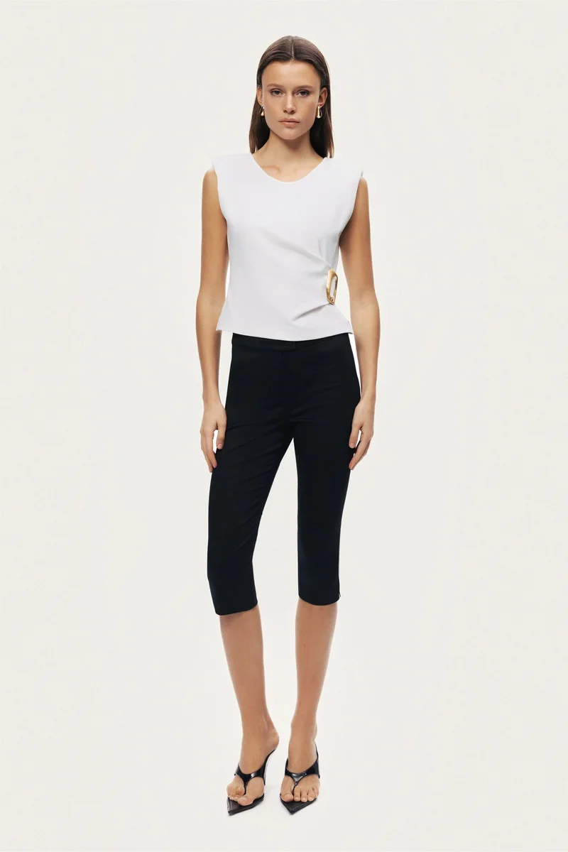 Nocturne Sleeveless Buckle-Detail Blouse