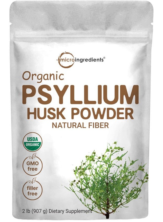 Micro Ingredients Organic Psyllium Husk Powder, 2 Pounds (32Oz) - Unflavored - Soluble Fiber Supplement for Baking, Smoothie and Beverage, India Origin, Keto Diet, Gluten Free, No GMOs, and Vegan Friendly - Image 1
