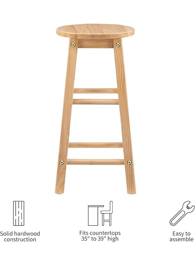Garlo Solid Wood High Stool Breakfast Kitchen Counter Wood Round Seat and Solid Legs Sturdy Wooden Stool 60cm  - Image 4