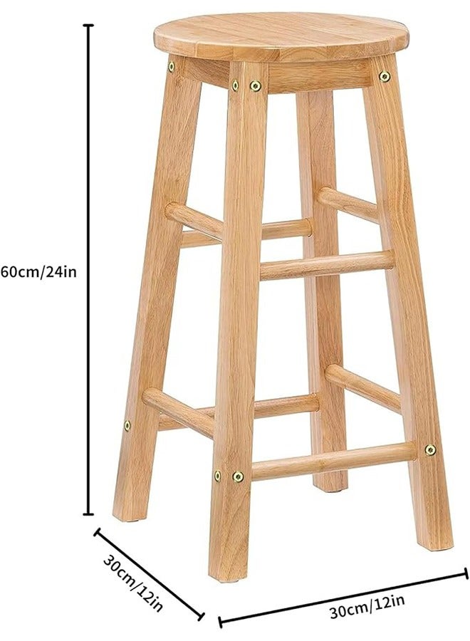 Garlo Solid Wood High Stool Breakfast Kitchen Counter Wood Round Seat and Solid Legs Sturdy Wooden Stool 60cm  - Image 5