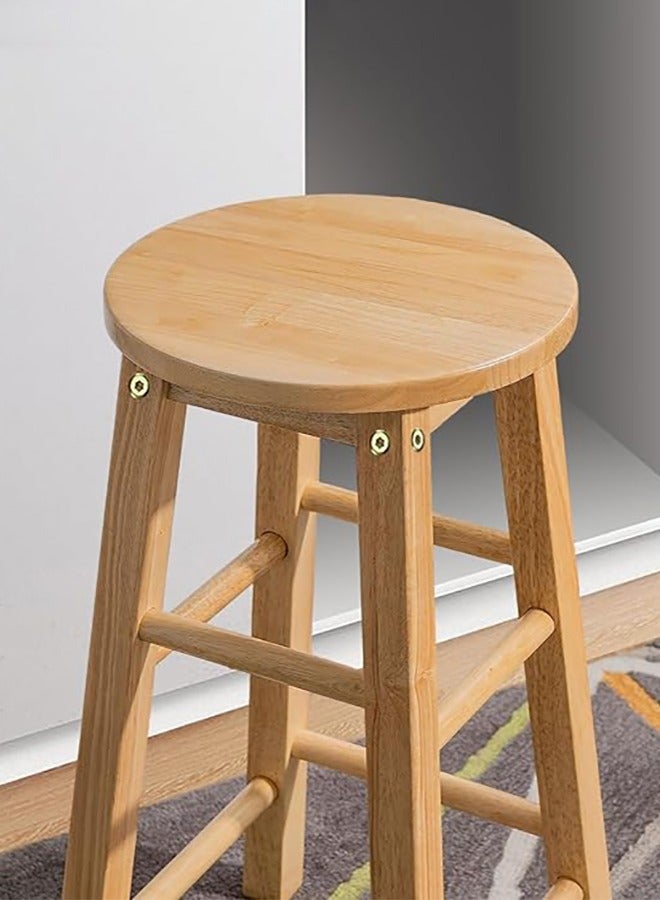 Garlo Solid Wood High Stool Breakfast Kitchen Counter Wood Round Seat and Solid Legs Sturdy Wooden Stool 60cm  - Image 3
