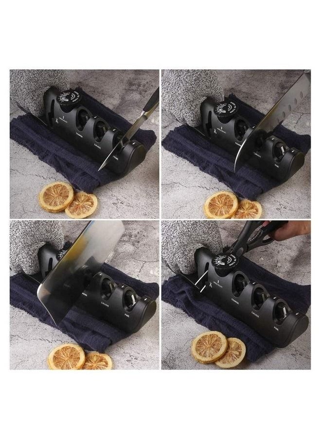 Knife Sharpener 4-in-1Knife Sharpener With Scissor Sharpener- 6 Steps Adjustable Knife Sharpener Professional Blade Star - Ergonomic Knife Sharpening