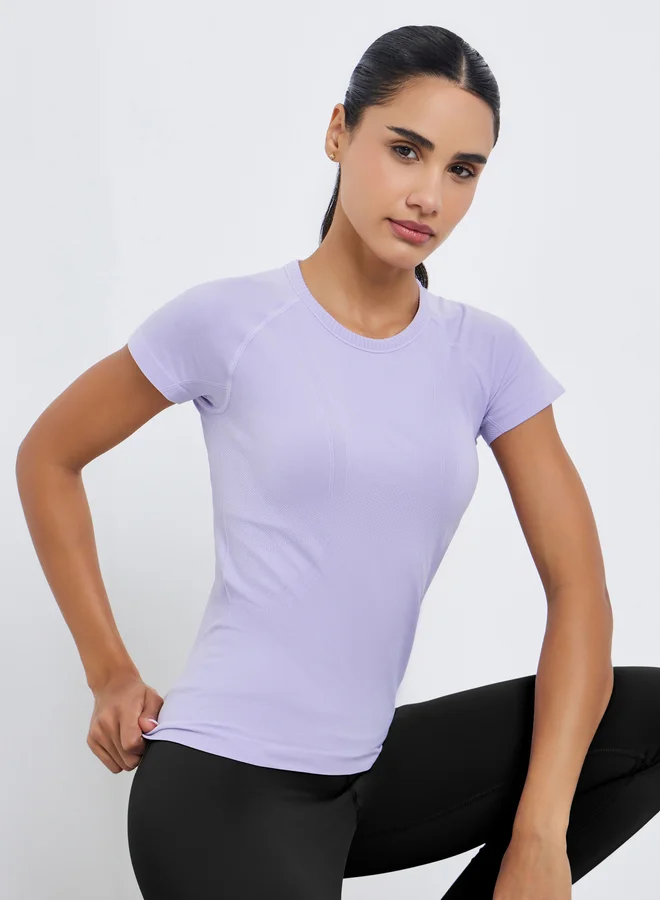 Styli Active Women Lilac Seamless Contour Detail Top