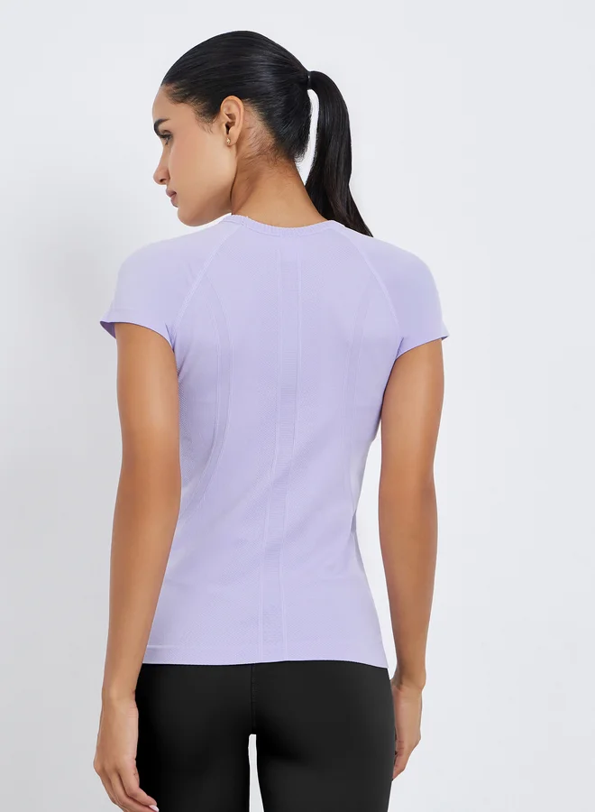 Styli Active  Women Lilac Seamless Contour Detail Top for Women | Best Price UAE