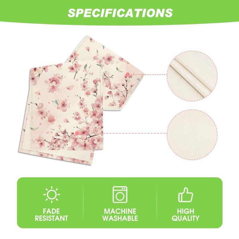 Artoid Mode Floral Cherry Blossoms Branches Summer Table Runner, Seasonal Spring Kitchen Dining Table Decoration for Home Party Decor 13x72 Inch - Image 5