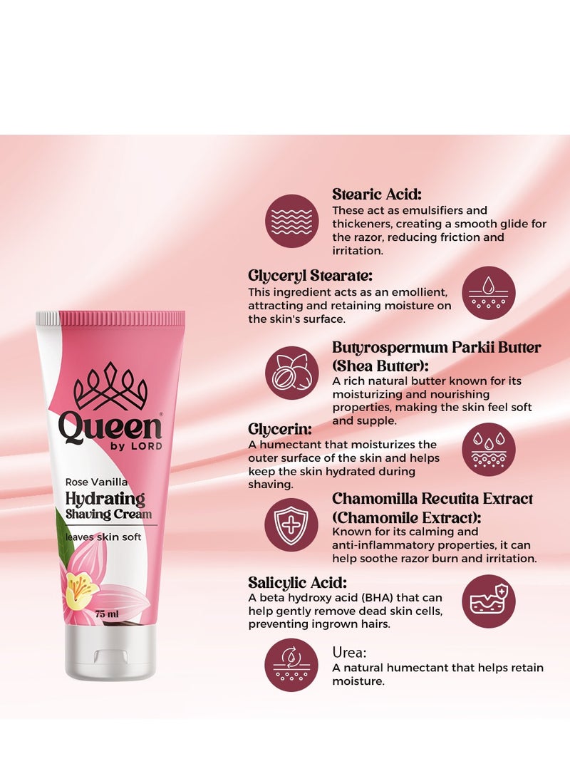 Queen By Lord Shaving Cream With Rose Vanilla Scent (Travel Size) 75ml