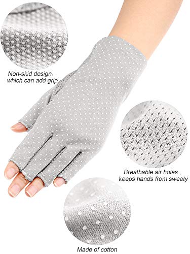 Maxdot Sun Gloves for Women UV Protection Fingerless Non Slip sunscreen Driving Gloves for Summer Outdoor(2 Pairs,Black and Gray) - Image 3