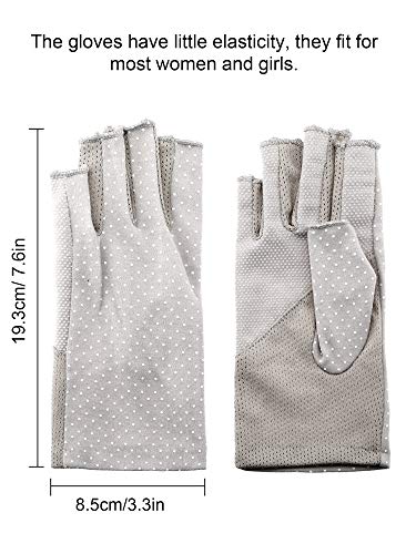 Maxdot Sun Gloves for Women UV Protection Fingerless Non Slip sunscreen Driving Gloves for Summer Outdoor(2 Pairs,Black and Gray) - Image 2