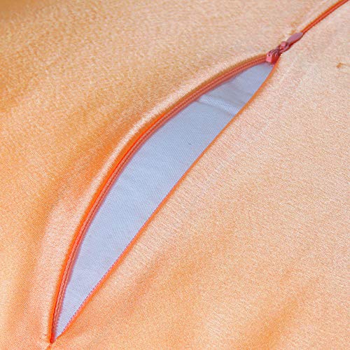 Oussum Silk Cushion Cover Luxury Silky Satin Throw Pillow Cover Floral Organza Soft Frills Pillowcases for Living Room Decor (24x24, Apricot Tan) - Image 4