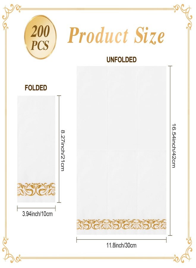 Goodluck 200-Pack Linen-Feel Disposable Guest Towels - Soft and Absorbent Paper Hand Towels for Bathroom or Kitchen - Elegant White Napkins with Gold Design for Parties, Weddings, Dinners Events - Image 5