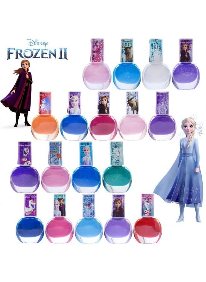 TOWNLEY GIRL - Disney Frozen 2 Non-Toxic Peel-Off Nail Polish Set for Girls, Glittery and Opaque Colors, Ages 3+ (18 Pack) - Image 1