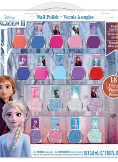 Disney Frozen 2 Non-Toxic Peel-Off Nail Polish Set for Girls, Glittery and Opaque Colors, Ages 3+ (18 Pack)