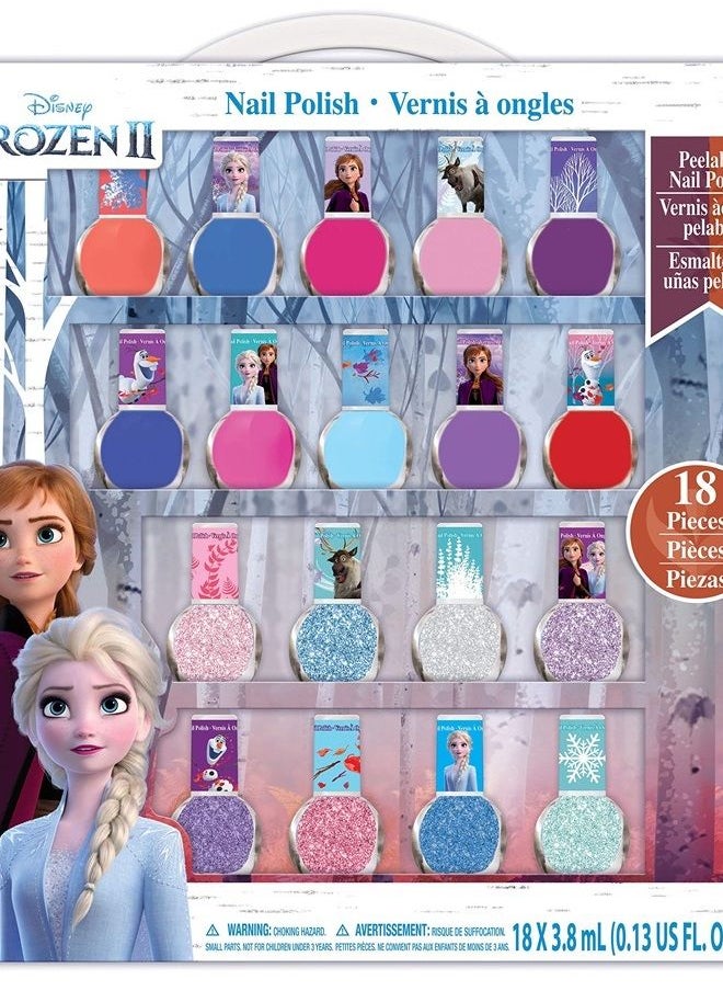 TOWNLEY GIRL - Disney Frozen 2 Non-Toxic Peel-Off Nail Polish Set for Girls, Glittery and Opaque Colors, Ages 3+ (18 Pack) - Image 1