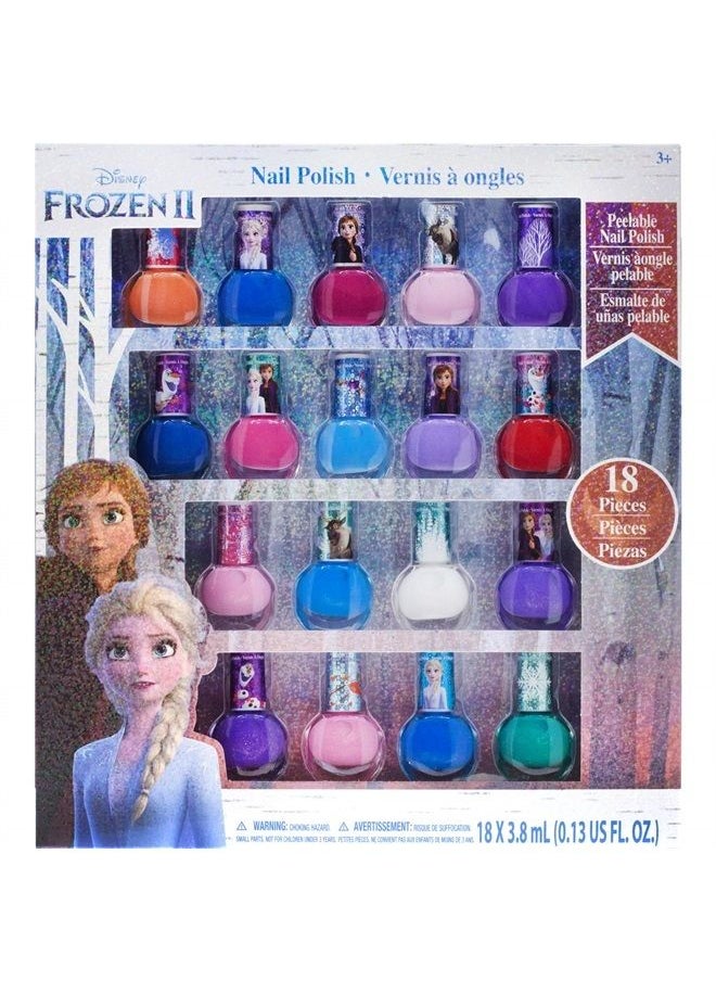 TOWNLEY GIRL - Disney Frozen 2 Non-Toxic Peel-Off Nail Polish Set for Girls, Glittery and Opaque Colors, Ages 3+ (18 Pack) - Image 1