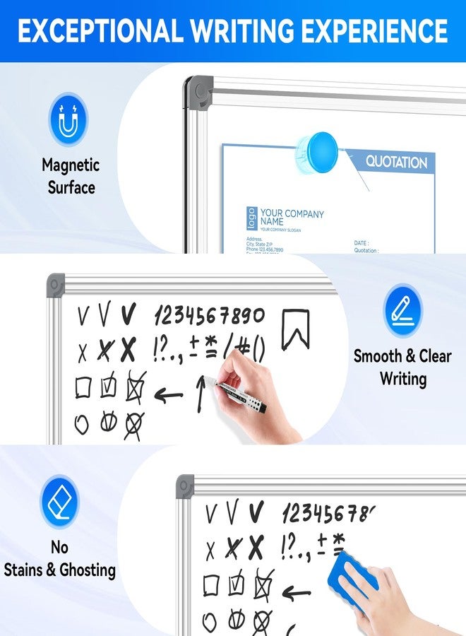 4 THOUGHT Magnetic Whiteboard 45 x 60 cm A2 White Board for Wall with 2 Markers Pens 8 Magnets and 1 Eraser Back to School Whiteboards Dry Erase Board for Home Kitchen Office 450mm x 600mm - Image 2