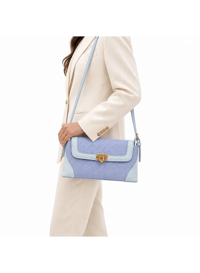 Elegant women's leather shoulder bag with a gold metal clasp - Image 1