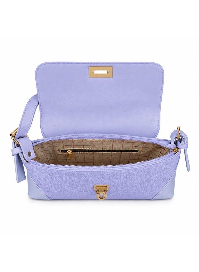 Elegant women's leather shoulder bag with a gold metal clasp - Image 2