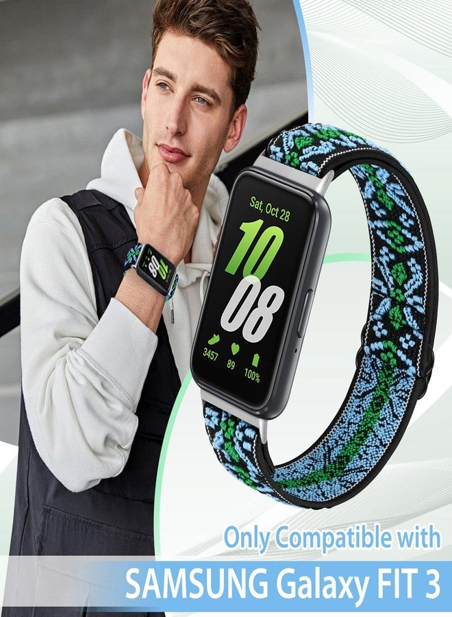 TumpCez Elastic Nylon Bands Only Compatible with Samsung Galaxy Fit 3 Bands for Men Women,Solo Loop Soft Adjustable Stretchy Sport Replacement Strap Wristband for Samsung Galaxy Fit 3 - Image 2