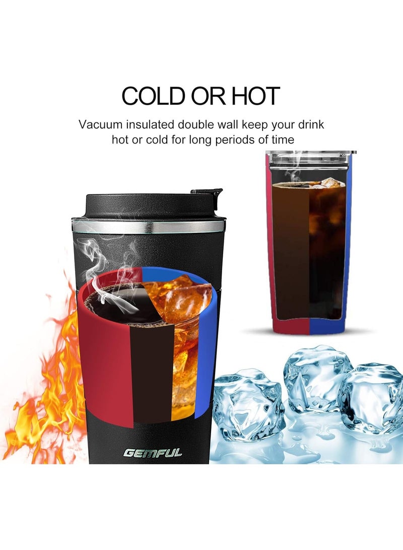 GEMFUL كوب قهوة للسفر من الفولاذ المقاوم للصدأ معزول للثلج والمشروبات الساخنة، 510 مل، 6 عبوات - Image 2