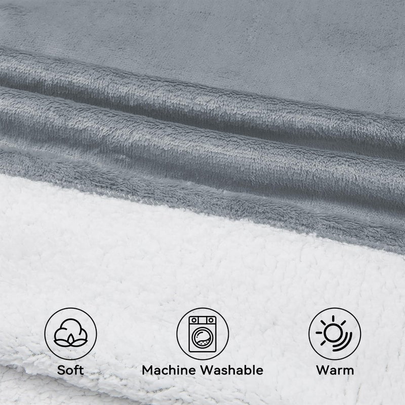Zando Zando Men Blanket Hoodie Comfy Sherpa Long Blanket Hoodie Oversized Sweater Blanket for Men Warm and Cozy Big Pocket Blanket Hoodies Thick Fleece Sweatshirt Blanket for Adult Gifts Oversize Gray - Image 2