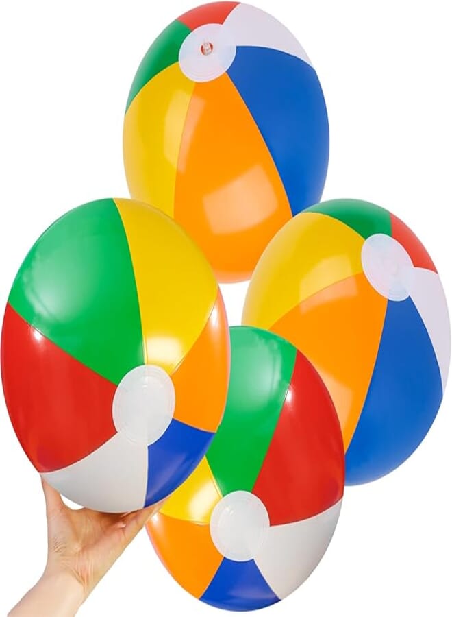 FUTUREPLUSX 4PCS Beach Balls for Kids, 12inch Beach Ball Bulk Inflatable Pool Beach Balls Bulk for Summer Beach Pool Party Supplies
