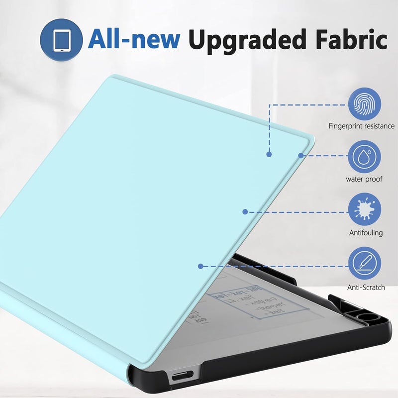 E NET-CASE غلاف لجهاز Remarkable Paper Pro Move 7.3 بوصة، غلاف كتابي بملمس جلدي مع حامل قلم مدمج للإصدار 2025 (أزرق سماوي) - Image 3