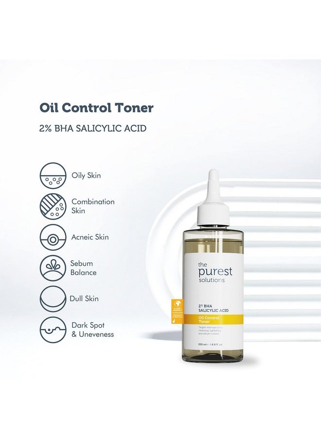 the purest solutions The Purest Solutions Oil Control Toner (2% BHA Salicylic Acid) - Oily, Pore Balancing Toner for Acne & Scarred Skin - Blackhead Targeted Formula - Vegan | Cruelty Free | Eco Friendly (6.76 fl. oz)  - Image 2