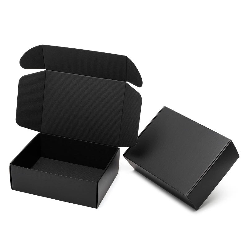 Mcfleet 12x9x4 Black Shipping Boxes 24 Pack Corrugated Cardboard Mailing Box Packaging for Small Business Tab Locking Literature Mailer Flat Empty Gift Packing Supplies