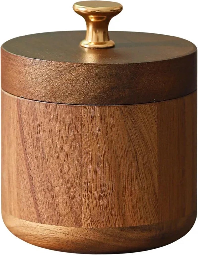 Durable Solid wood ashtray with cover large home Chinese anti-fly ash living room light creative retro car windproof(Gold,2pcs) - Image 1