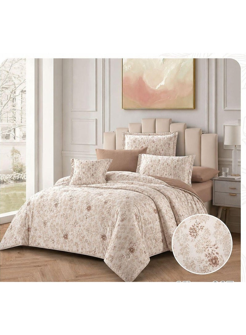 Soft 8-Piece Floral Double Comforter Set – Unmatched Quality (Cotton, 250x230 cm)