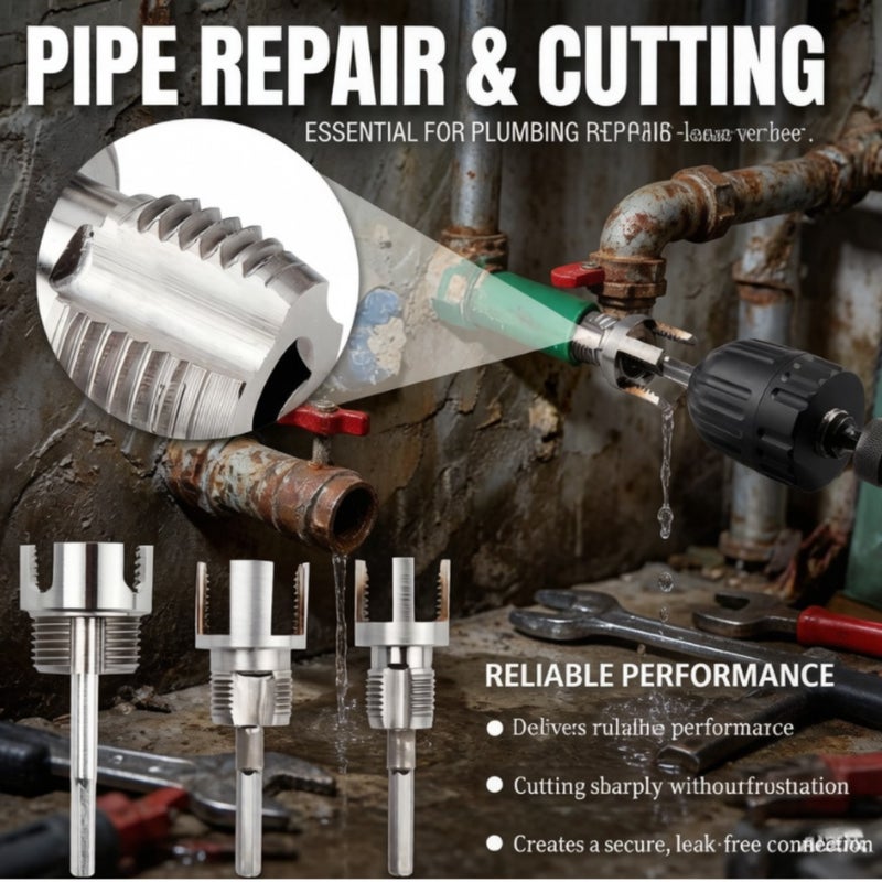 Pipe Threading Tool 2-Piece Silver High-Hardness Carbon Steel Set - Two-In-One Internal External Threading Capability Pipe Threader for Diyers, Plumbers, Home Repairs, Garden Irrigation & On-Site Cons - Image 4