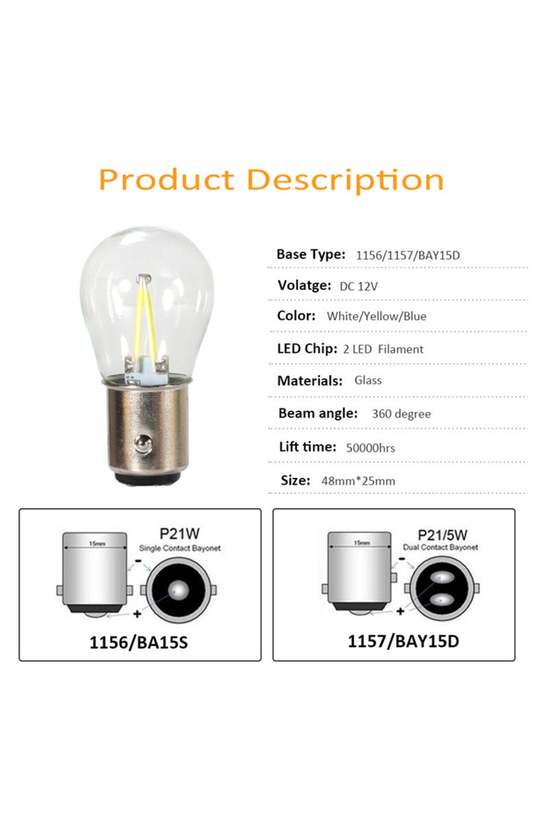 erorex 6000K 1157 BAY15D white 1pcs 1157 BAY15D led brake Lights bulb super bright p21/5w led car bulbs aut - Image 3