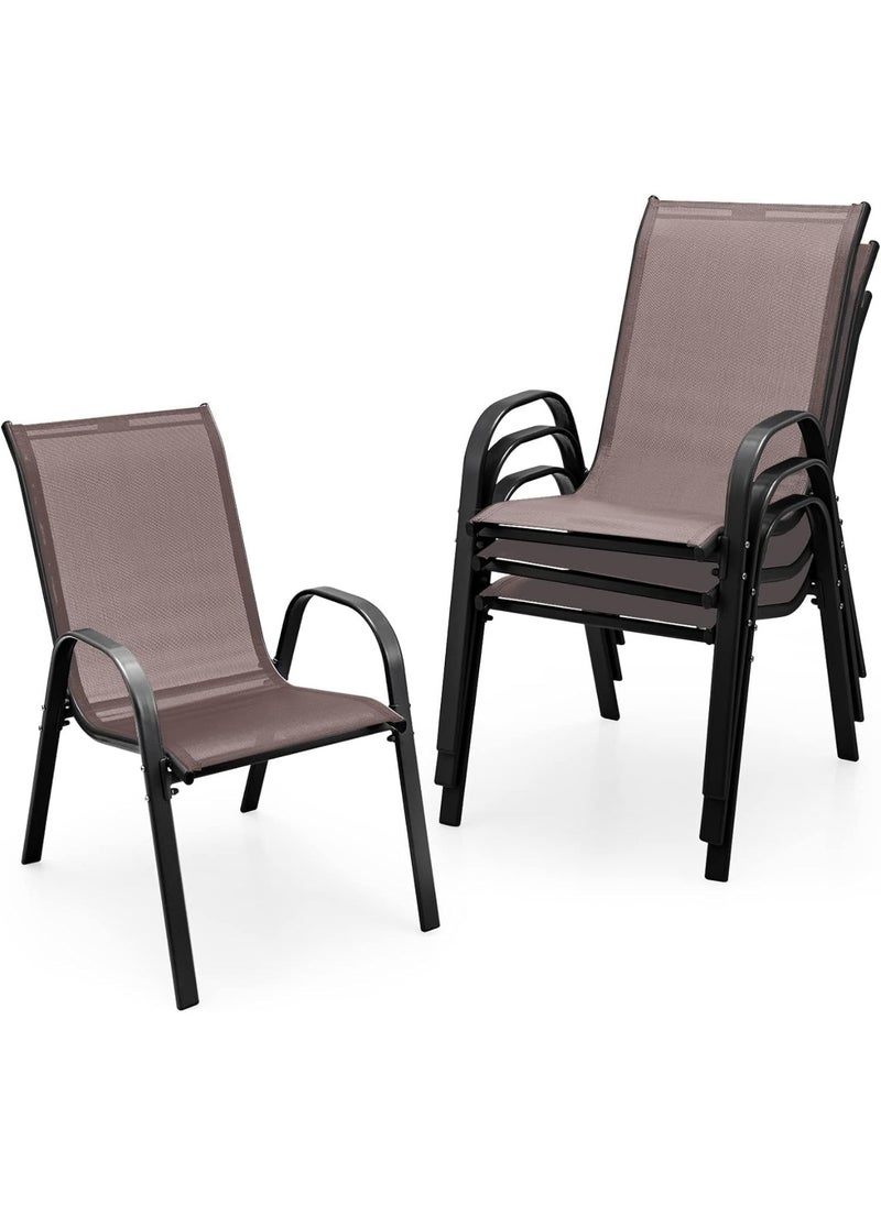 KUSTOMDECO Kustom Deco Outdoor Patio Chair, Brown Textilene Mesh, Lightweight Steel Frame  - Image 1